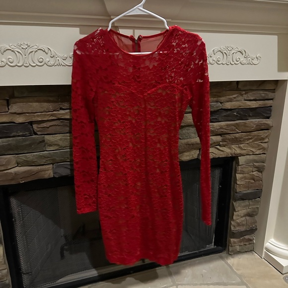 Express Dresses & Skirts - Lace red Express dresses with nude slip- xs